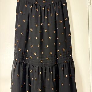 Madewell Black Maxi Skirt with Orange Floral